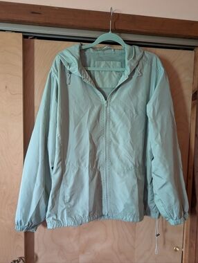 Light Mint Hooded Windbreaker Jacket - Women's